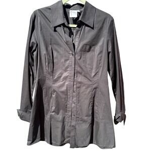 Finley Black Button Down Long Sleeve Shirt Women's Size Medium USA Tunic Style